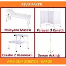 4 Lü Revir Set Muayene Masası Paravan Eskabo Serum Askısı