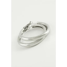 Simli - 922 - Boru Halka Küpe 5,5 Cm - Kmrsfres - Gümüş Rengi