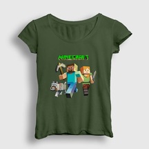 Presmono Kadın Miners Minecraft T-shirt Haki