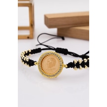 22 Ayar Altın Gram Altınlı Sİyah İpli Dorika Bileklik LKSGRM139