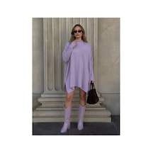 Onno Style Women Düz Triko Standart Panço Lila