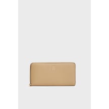 Tommy Hilfiger Logolu Fermuarlı Cüzdan Kadın Cüzdan Aw0aw18760 Rbl Koyu Bej