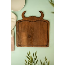 Fam Wood Art %100 Doğal Çam Steak Tahtası Hamburger Tabağı Kahverengi