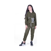 Panios Kids Kız Çocuk Love City Baskılı Fermuarlı Eşofman Takımı Haki