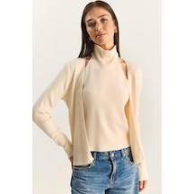 Shade Kadın Halter Yaka İçten Bluz Detaylı Hırka Th251006 60283834 - Krem