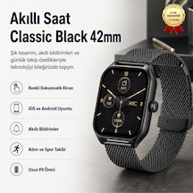 Hzl Classic Black 42 MM Çoklu Fonksiyonlu Akıllı Saat