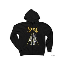 Ghost Cross Siyah Fermuarlı Kapşonlu Sweatshirt