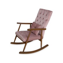 Asedia Trend Ceviz Pembe Kapitoneli Sallanan Sandalye Berjer