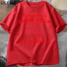 Flood Of Style Eğer Bir Akıllı Adam T Shirt Kadın Erkek Retro Karikatür T-shirt Pamuk Ayı Garip T Shirt Raha Kırmızı