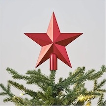Çam Ağacı 20 Cm Yılbaşı Ağacı Süsü Kırmızı Tepe Yıldızı Tepe Süsü
