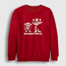 Presmono Unisex Sans Papyrus Undertale Sweatshirt Kırmızı