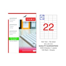 Tanex Tw-2022 50x22mm 100 Lü Lazer Etiketi