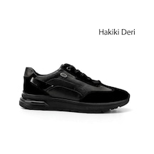 Gönderi(R) Gönderi R Erkek Siyah Bağcıklı Jel Tabanlıklı Hakiki Deri Sneaker Ddma71201222 Siyah