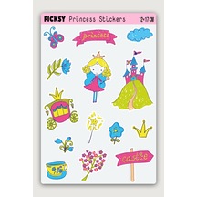 Sevimli Doodle Stili Prenses Sticker Seti - 14 Adet Etiket Çıkartma Diğer