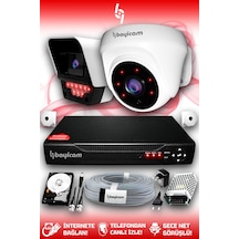 Bayicam 2 Kameralı Süper 1 İç Kamera Set 250 GB 5 MP 2K Net Gece Görüşlü Güvenlik Kamerası Sistemi