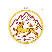Oset Bayrak Nakışlı Yuvarlak Etiket (Beyaz) Çapı 8 cm