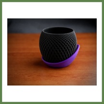 Bezos 3d Baskı Küre Saksı - Kafes Dokulu İki Parçalı Dekoratif Saksı - Siyah-mor Hb006 57662083