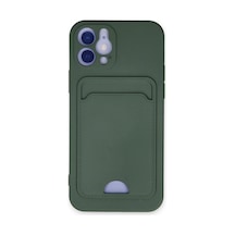 Mey İthalat iPhone Uyumlu 12 Kılıf Kelvin Kartvizitli Silikon - Koyu Yeşil