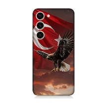 Samsung Galaxy S23 Plus Uyumlu Bayrak Kızıllıkta Kartalın Kanatları Desenli Silikon Kılıf Çok Renkli