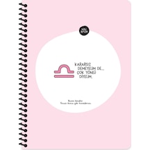 Hisli Şeyler Burçlar Serisi 16,5x22,5 Çizgili Spiralli Stickerli Defter - Kararsız Demeyelim De Çok Yönlü Diyelim Pembe