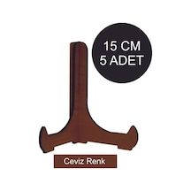 5 Adet Ceviz Ahşap Çerçeve Tabak Teşhir Ayağı Standı Sergi Ayak Ceviz