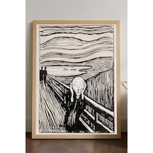 Edvard Munch Çığlık Ahşap Çerçeveli Poster, Dekoratif Sanatsal Duvar Tablosu