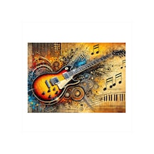 Renkli Gitar Çizimi Model Mdf Tablo