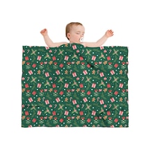 Noel Desenli Bebek Battaniyesi 40x30 İnç, Polar, Yumuşak, Hafif Ve Kalın Noel Hediye Zencefil Ekmek