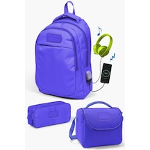 Coral High Kids Lavanta Usb'li 3 Lü Okul Çanta Seti Set0124315 Çok Renkli