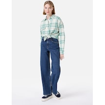 Colins 970 Berry Normal Kesim Yüksek Bel Geniş Paça Denım Kadın Pantolon Cl1067232 Mavi