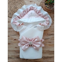 Yenidoğan Mehtap Lüks Kelebek Taç Nakışlı Bebek Battaniyesi Kundak Gül Kurusu Gül Kurusu