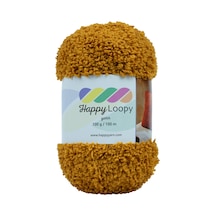 Happy Loopy Yarn - 100g / 100m %100 Polyester Buklet Örgü İpi - Hardal