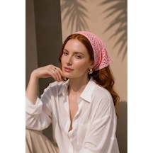 Kadın File Örgü Bandana Yazlık Delikli Triko Saç Bandanası Plaj Uyumlu Pembe - 884541019 Pembe