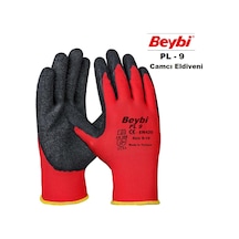 Beybi Nitril Poly PL9 9 Beden Kırmızı Siyah İş Eldiveni 12li Paket Camcı Eldiveni