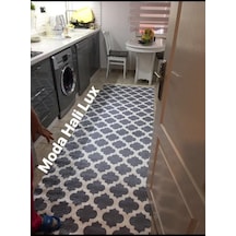 Gri Beyaz Kaymaz Tabanlı Makinede Yıkanabilir Halı