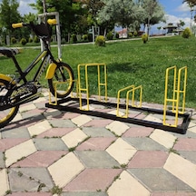 Bisiklet Park Demiri Metal Bisiklet Park Standı 4'Lü Sarı - Siyah