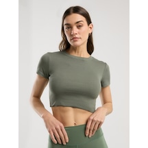 Everlast Ever Relaxed Rib Haki Kadın Crop Tişört Haki