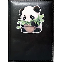 Promosyon Denizi Sevimli Panda 1 Görselli Siyah Ruhsat Kabı