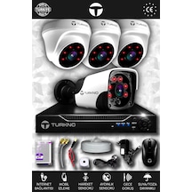 Turkno 4 Kameralı Pania 3 İç Kamera Set HDD'siz Full HD Gece Görüşlü Güvenlik Kamerası Sistemi