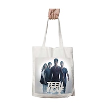 Art Hediye Teen Wolf Yabancı Dizi İki Tarafı Kalıcı Baskılı Yıkanabilir Çanta Çok Renkli