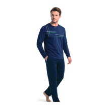 Pierre Cardin 6152 Erkek Uzun Kollu Bisiklet Yaka Pijama Takımı -indigo İndigo