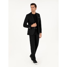Cacharel Siyah Slim Fit Kaşmir Karışımlı Takım Elbise