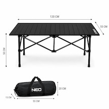 Neo Class Neo Trail Katlanabilir Premium Kamp Masası Kompakt Tasarım, 120x55 4 Kişilik Masa, Taşıma Çantalı, Kolay Kurulum Siyah