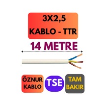 Öznur 3x2,5 Ttr Kablo Metre Seçenekli Beyaz - 14 Metre