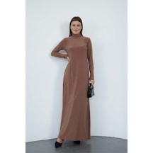 Penyebizden Dora Kadın Maxi Boy Balıkçı Yaka Sandy Elbise-tarçın