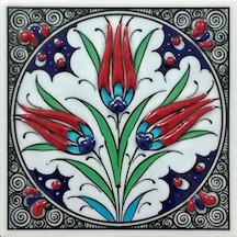 Armada Çini 10X10 Cm Ed 103 Üçlü Lale El Dekoru Kütahya Çini Pano