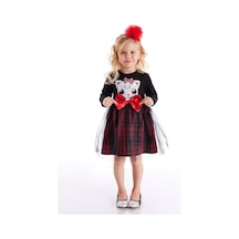 Denokids Kokoş Kedicik Kız Elbise Siyah