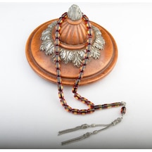 Burhan Sağlam Kapsül Kesim 11x8mm Beyrut Kehribarı Alpaka Püsküllü Tesbih Bs2473598