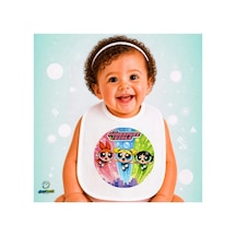 Powerpuff Girls Keten Bebek Mama Önlüğü Yumuşak - Emici - Yıkanabilir - Özel Tasarım P163 Çok Renkli