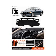 Bmw E36 1990-2000 Uyumlu Torpido Koruma, Torpido Örtüsü, Torpido Kılıfı - Siyah-gri - Bm001